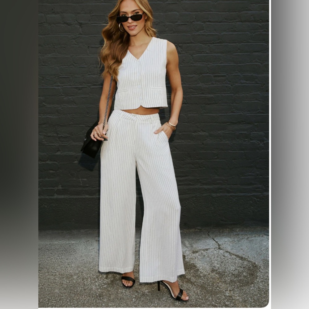 Vici “Minimal Must” White Wide Leg Pants High Waisted NWOT